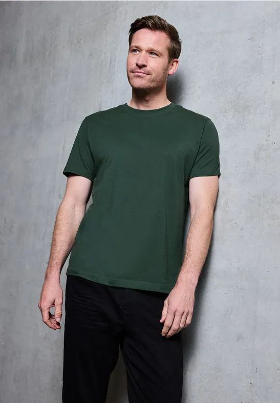 Basic Shirt in effen kleur soft olive green