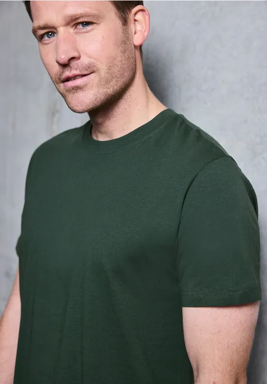 Basic Shirt in effen kleur soft olive green