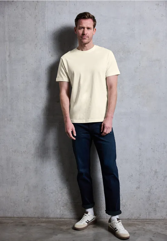 Basic Shirt in effen kleur arctic beige
