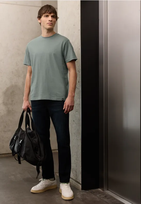 Basic T-Shirt aus reiner Baumwolle dusty mint