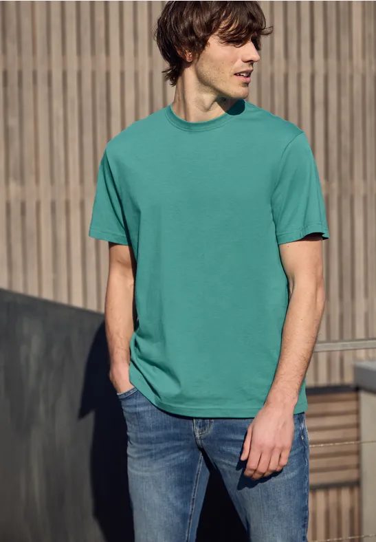 Basic T-Shirt aus reiner Baumwolle caribbean green