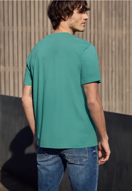 Basic T-Shirt aus reiner Baumwolle caribbean green