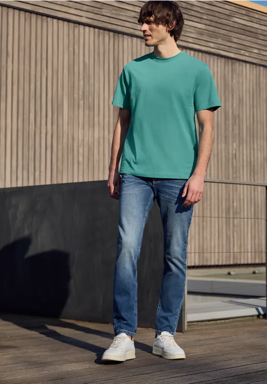 Basic T-Shirt aus reiner Baumwolle caribbean green