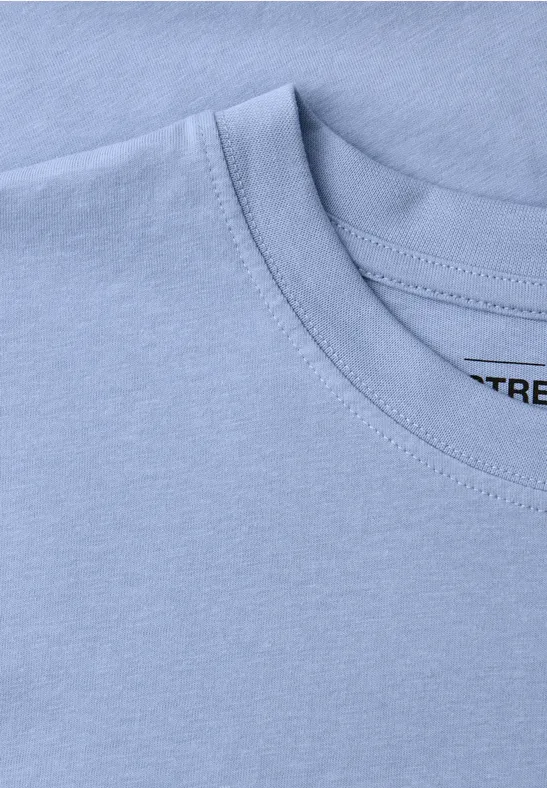 Basic T-Shirt aus reiner Baumwolle beach blue