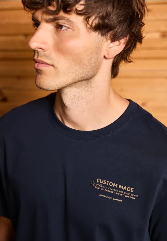 T-shirt basique avec détail imprimé night blue