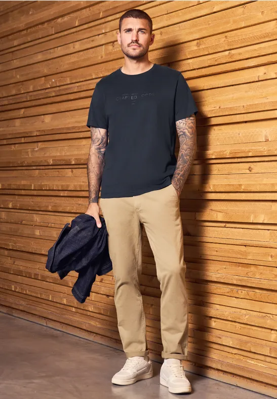 Softes T-Shirt mit Wording night blue