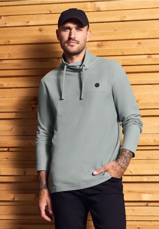 Funnelneck Strukturshirt silver green