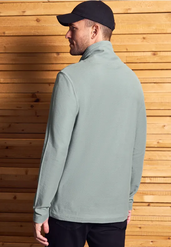 Funnelneck Strukturshirt silver green