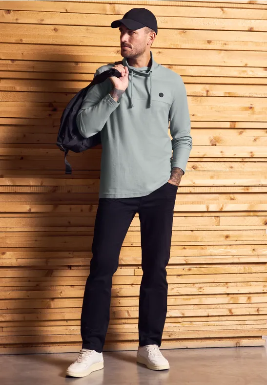 Funnelneck Strukturshirt silver green