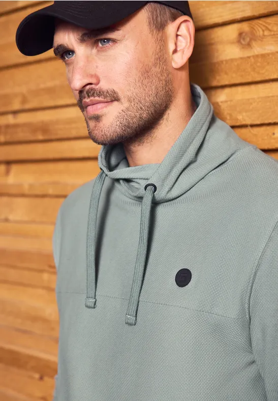 Funnelneck Strukturshirt silver green