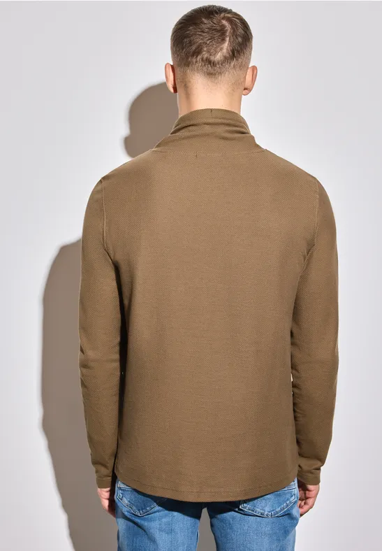 Funnelneck Strukturshirt ash brown