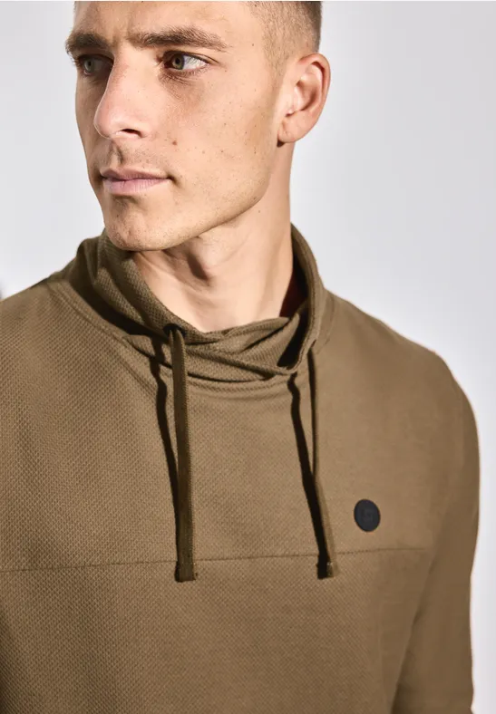 Funnelneck Strukturshirt ash brown