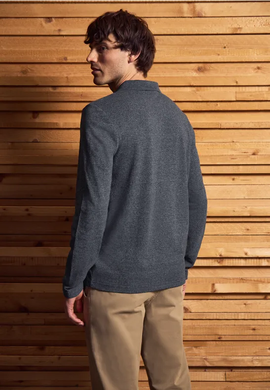 Two Tone Langarm Poloshirt night blue