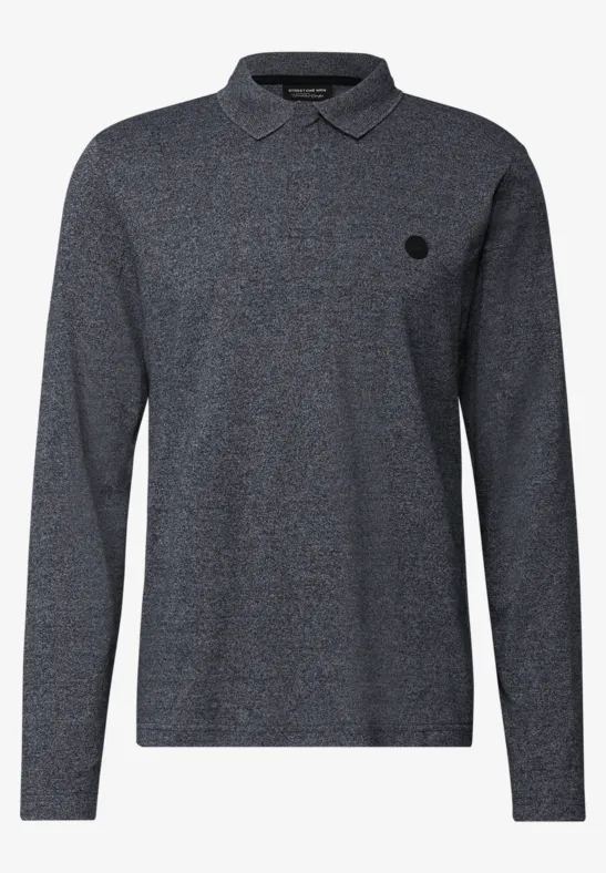 Two Tone Langarm Poloshirt night blue