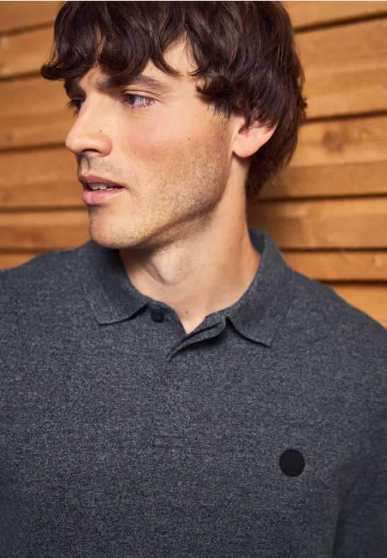 Two Tone Langarm Poloshirt night blue
