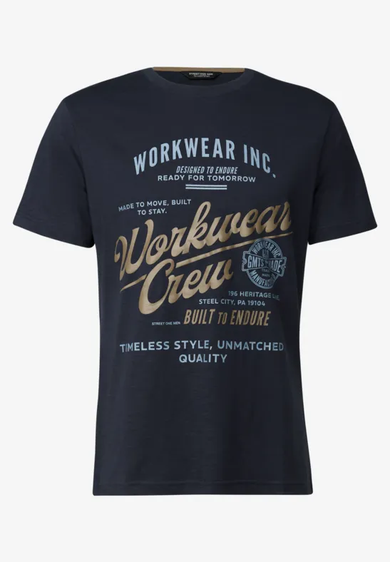 Slub T-Shirt mit Wording night blue