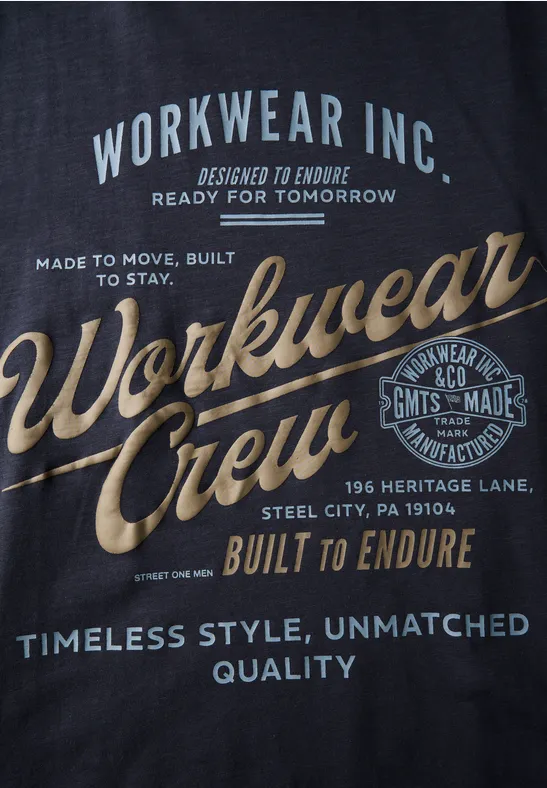 Slub T-Shirt mit Wording night blue