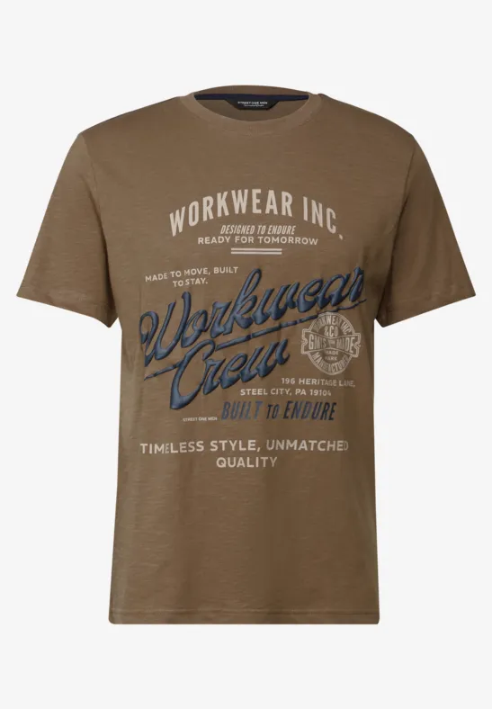 Slub T-Shirt mit Wording ash brown