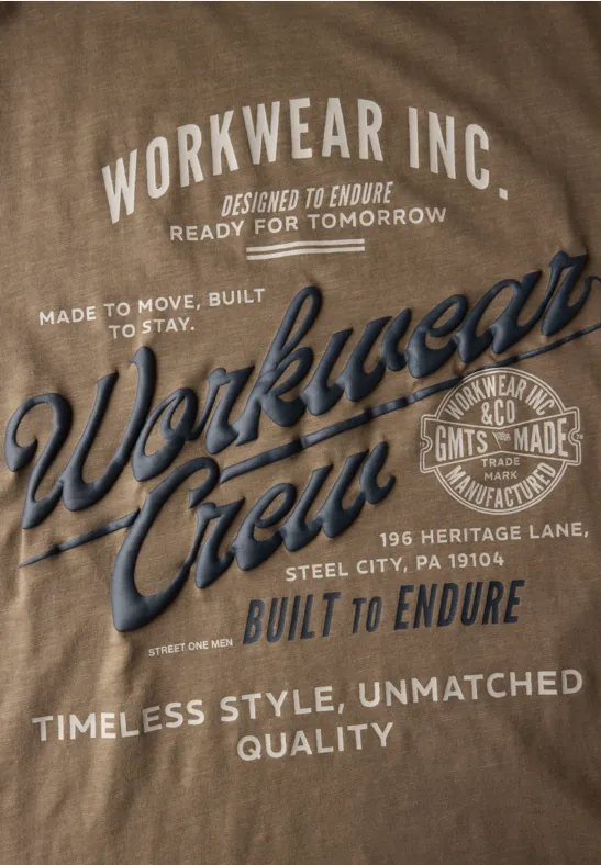 Slub T-Shirt mit Wording ash brown