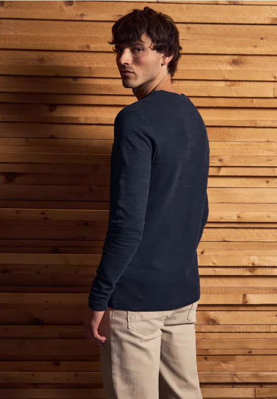 Slub doux Henleyshirt night blue