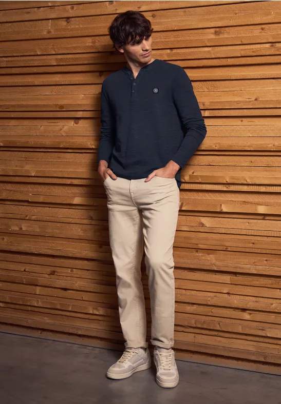 Slub doux Henleyshirt night blue