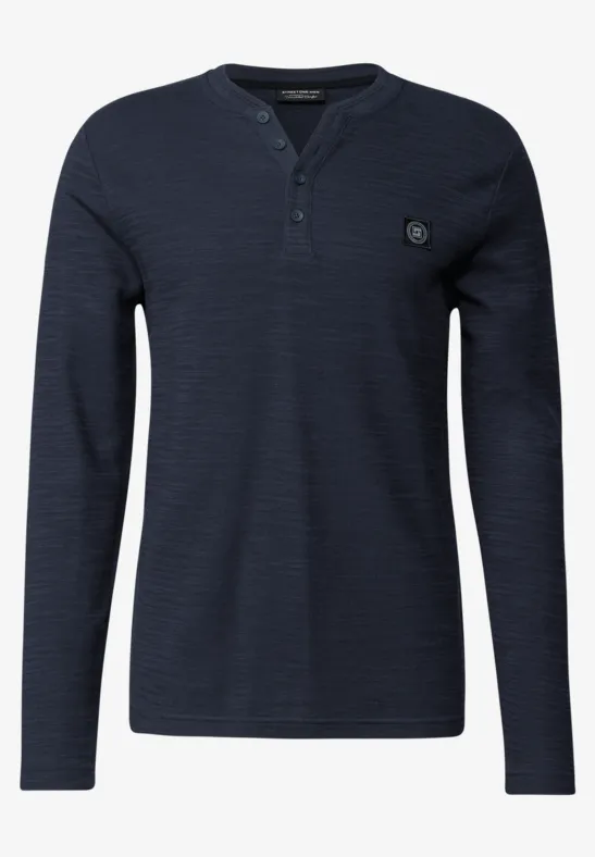 Slub doux Henleyshirt night blue