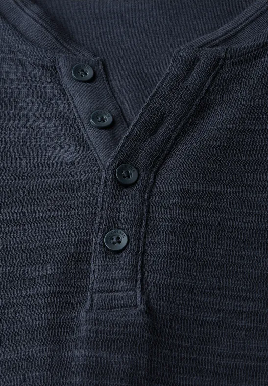 Slub doux Henleyshirt night blue