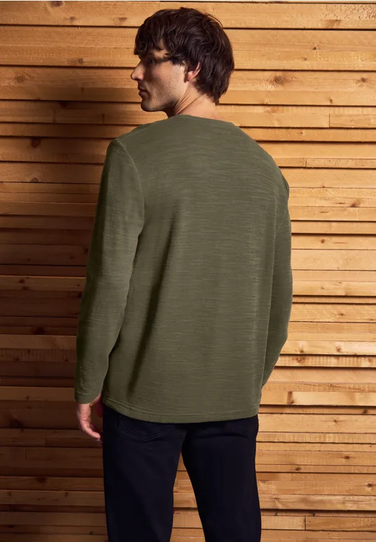 Slub doux Henleyshirt vintage green