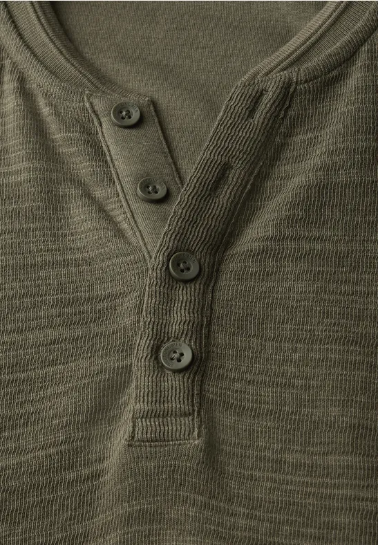 Slub doux Henleyshirt vintage green