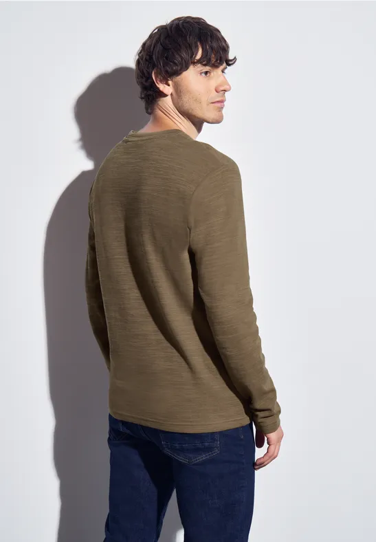 Softes Slub Henleyshirt ash brown