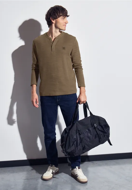 Softes Slub Henleyshirt ash brown