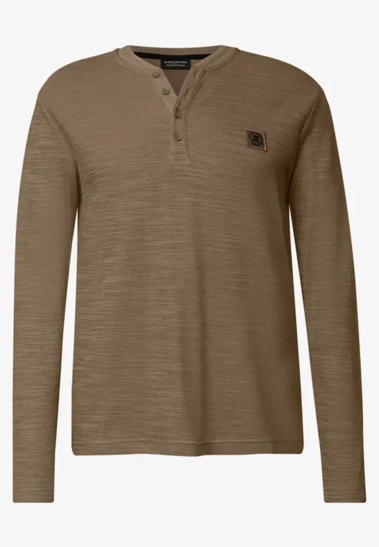 Softes Slub Henleyshirt ash brown