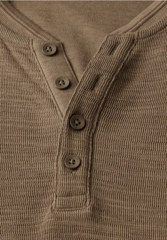 Softes Slub Henleyshirt ash brown