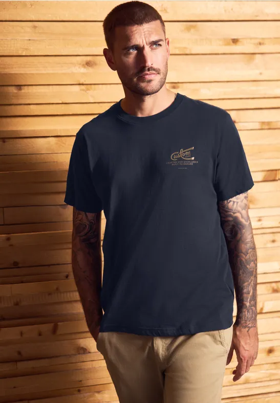 T-Shirt mit Chestprint night blue