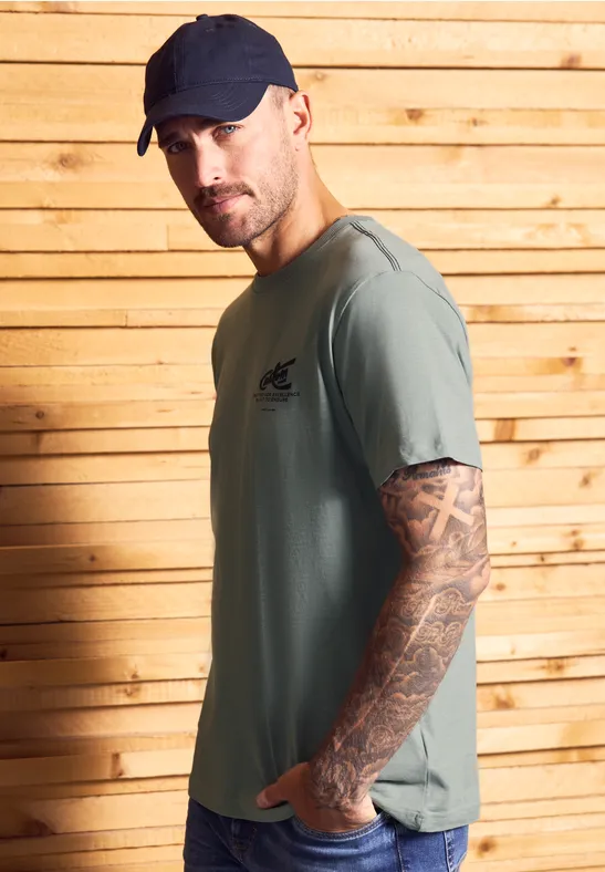 T-Shirt mit Chestprint silver green