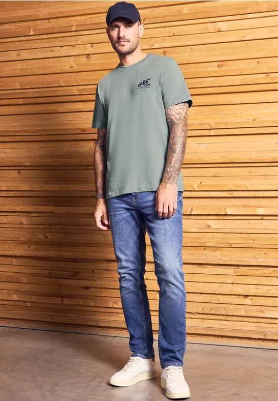 T-Shirt mit Chestprint silver green