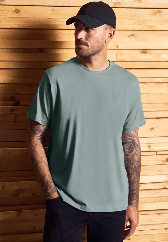 Basic T-Shirt in Unifarbe silver green