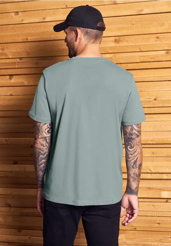 Basic T-Shirt in Unifarbe silver green