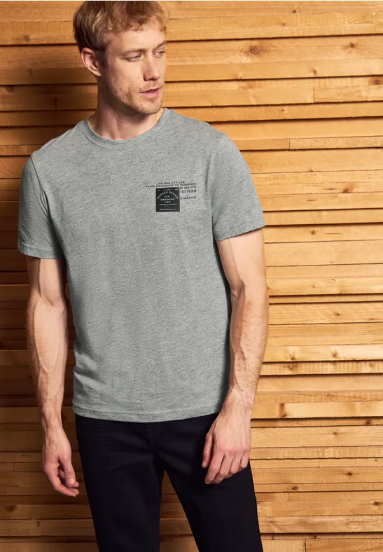 T-Shirt mit Print metal grey melange