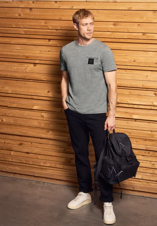 T-Shirt mit Print metal grey melange