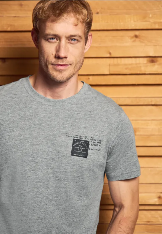 T-Shirt mit Print metal grey melange