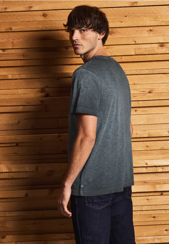 T-Shirt im Washed-Look basic black