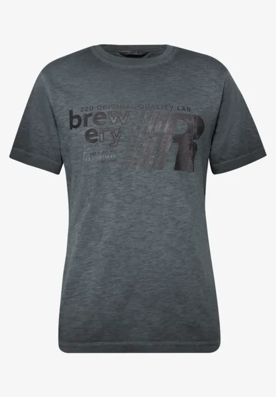 T-Shirt im Washed-Look basic black