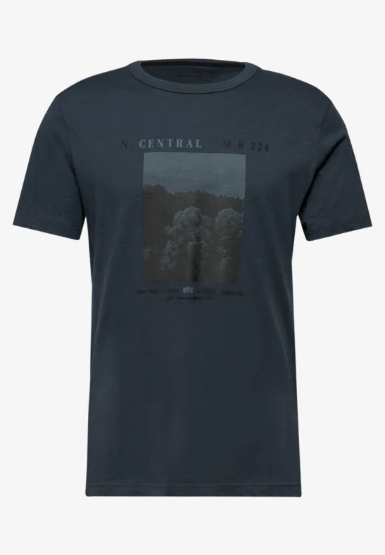 Slub T-Shirt mit Fotoprint nocturnal blue