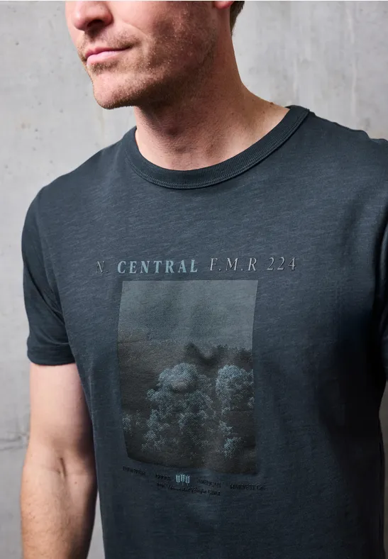 Slub T-Shirt mit Fotoprint nocturnal blue