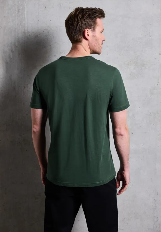 Slub T-Shirt mit Fotoprint soft olive green