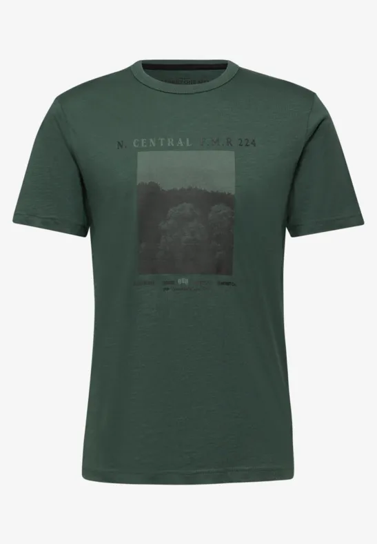 Slub T-Shirt mit Fotoprint soft olive green