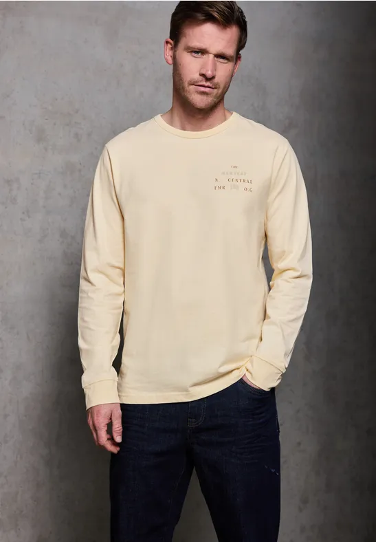 Softes Wording Langarmshirt arctic beige
