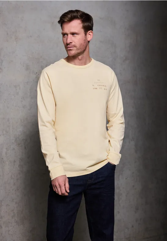 Softes Wording Langarmshirt arctic beige