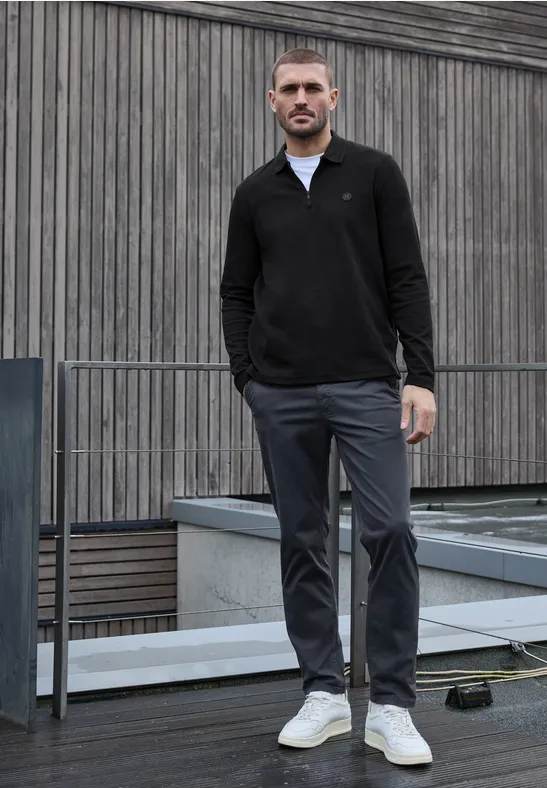 Poloshirt mit Zipper Black